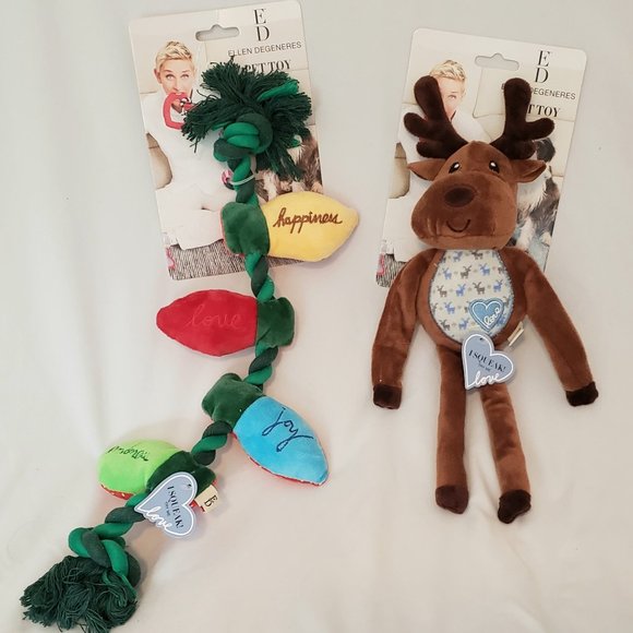 Ellen Degeneres Dog Ellen Degeneres Set Holiday Squeaky Dog Toys